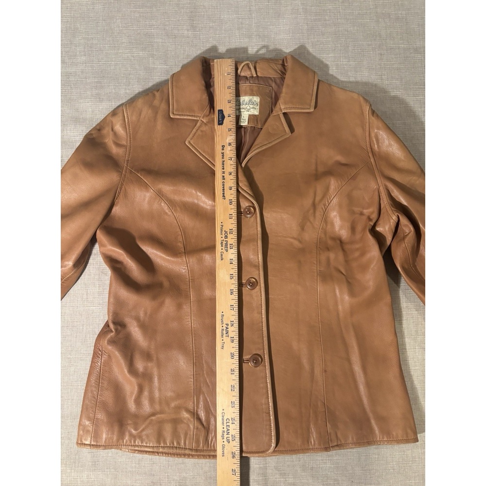 Cabelas Genuine Leather Jacket Womens Large Brown Button Up Buttery Soft Lined - Picture 8 of 16
